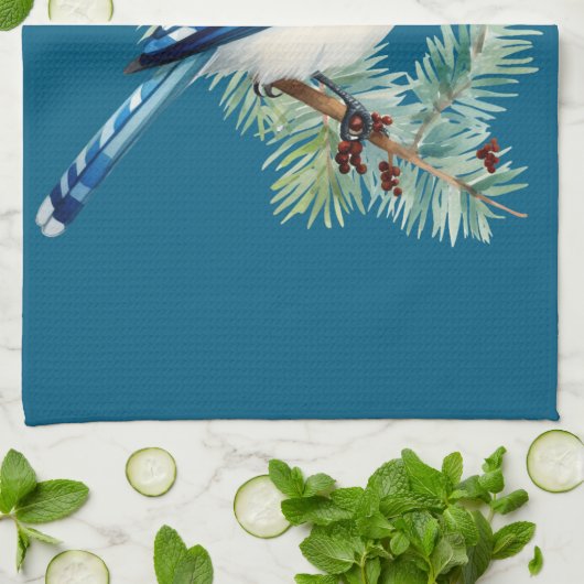 A Cute Blue Jay キッチンタオル (折り畳み)