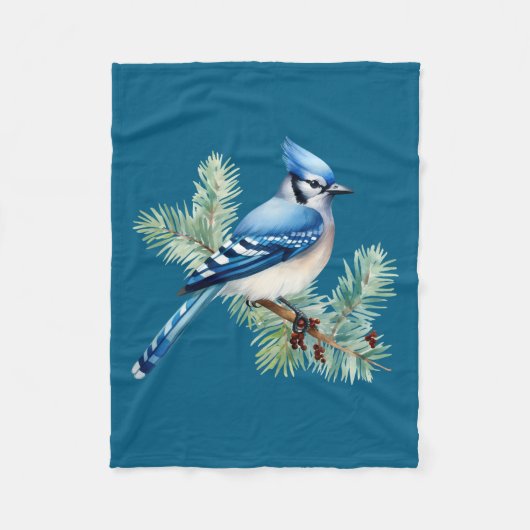 A Cute Blue Jay フリースブランケット (正面)