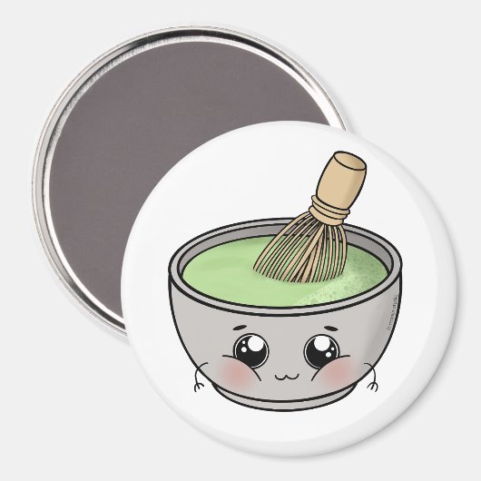 A cute bowl of matcha tea - Kawaii マグネット (正面/裏面)