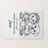 A Cute Cat and Dog Tea Party Jigsaw Puzzle  ジグソーパズル (横)