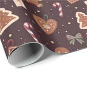 A Cute Christmas Wrapping Paper With Gingerbread ラッピングペーパー (ロールコーナー)