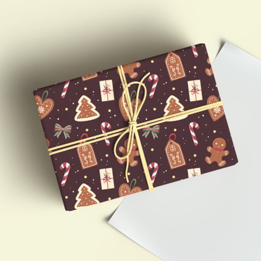 A Cute Christmas Wrapping Paper With Gingerbread ラッピングペーパー