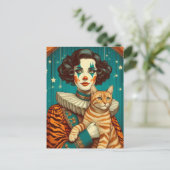 A Cute Clown and Tabby Ginger Cat ポストカード (スタンド正面)