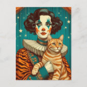 A Cute Clown and Tabby Ginger Cat ポストカード (正面)