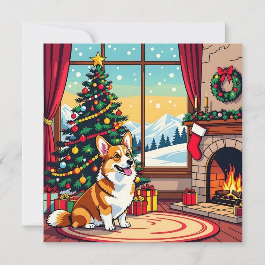 A Cute Corgi Christmas Personalized シーズンカード (正面)