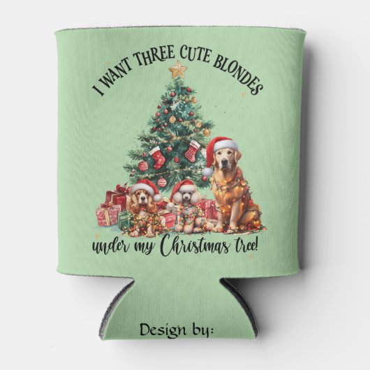 A cute dog and puppy lover Christmas design 缶クーラー (正面)