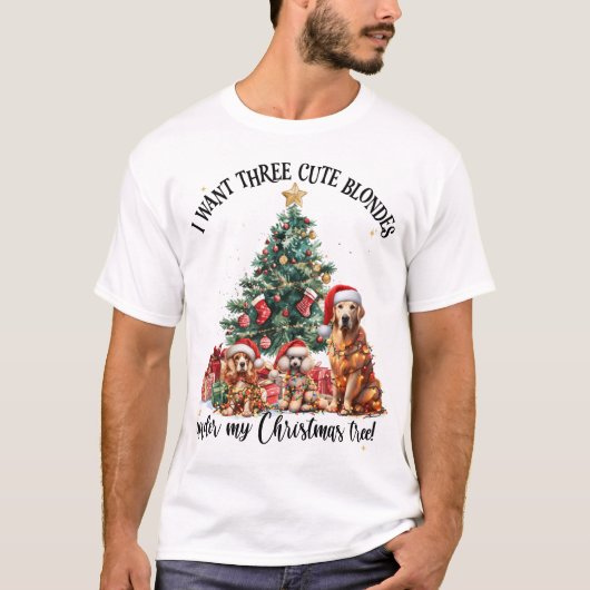 A cute dog and puppy lover Christmas design Tシャツ (正面)