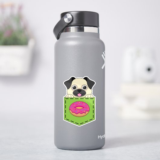 A Cute Dog Peeking and a Strawberry Donut シール (HydroFlask)