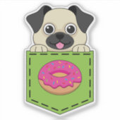 A Cute Dog Peeking and a Strawberry Donut シール (正面)