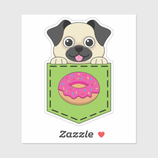 A Cute Dog Peeking and a Strawberry Donut シール (シート)
