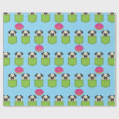 A Cute Dog Peeking and a Strawberry Donut  ラッピングペーパー (フラット)