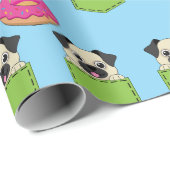 A Cute Dog Peeking and a Strawberry Donut  ラッピングペーパー (ロールコーナー)