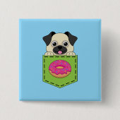 A Cute Dog Peeking and a Strawberry Donut  缶バッジ (正面)