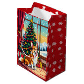 A Cute Festive Corgi Christmas ミディアムペーパーバッグ (正面アングル)