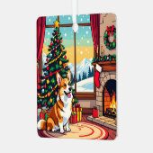 A Cute Festive Corgi Christmas メタルオーナメント (正面左)