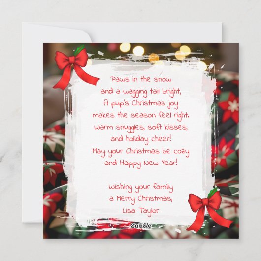 A Cute Festive Papillon Personalized Christmas シーズンカード (裏面)