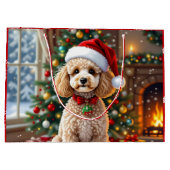 A Cute Festive Poodle Christmas ラージペーパーバッグ (裏面)