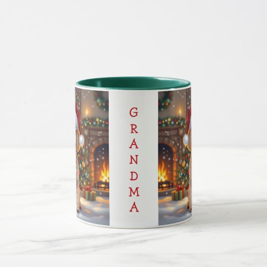 A Cute Festive Poodle Personalized Christmas  マグカップ (中央)