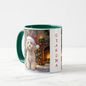 A Cute Festive Poodle Personalized Christmas  マグカップ (正面左)
