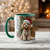 A Cute Festive Poodle Personalized Christmas マグカップ