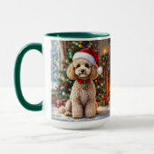 A Cute Festive Poodle Personalized Christmas  マグカップ (左)