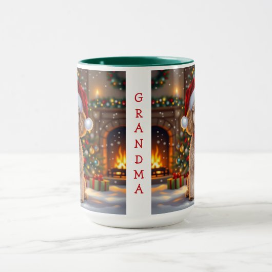 A Cute Festive Poodle Personalized Christmas マグカップ (中央)