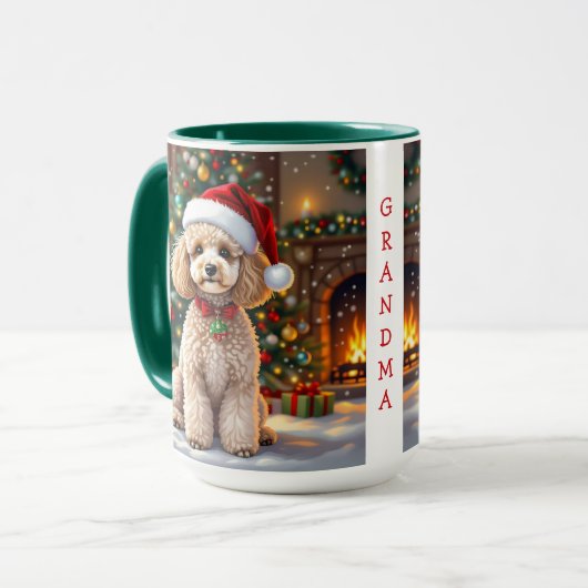 A Cute Festive Poodle Personalized Christmas  マグカップ (正面左)