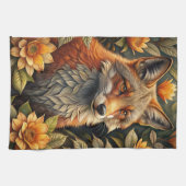A Cute Forest Red Fox キッチンタオル (横)