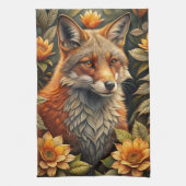 A Cute Forest Red Fox キッチンタオル (縦)