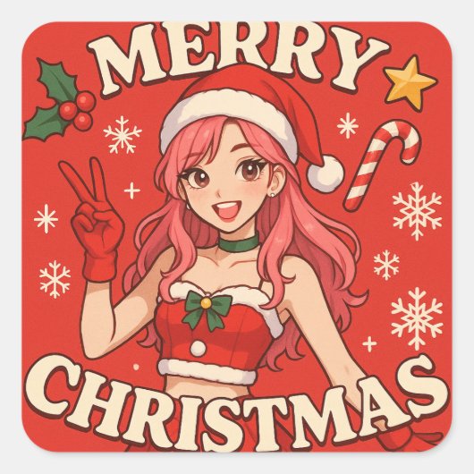 A cute K-pop-inspired Christmas スクエアシール (正面)