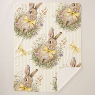 A cute little Floral Bunny Yellow Bow Baby  シェルパブランケット