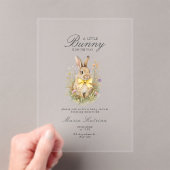 A cute little Floral Bunny Yellow Bow Baby Shower  アクリル招待状 (インサイチュ (ポータブル))