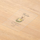 A cute little Floral Bunny Yellow Bow Baby Shower  アクリル招待状 (レイダウン)