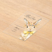 A cute little Floral Bunny Yellow Bow Baby Shower  アクリル招待状 (レイダウン)
