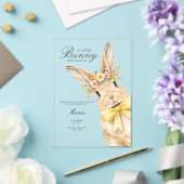 A cute little Floral Bunny Yellow Bow Baby Shower  アクリル招待状 (インサイチュ (ウェディング))