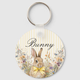 A cute little Floral Bunny Yellow Bow Baby Shower  キーホルダー