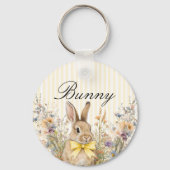 A cute little Floral Bunny Yellow Bow Baby Shower  キーホルダー (裏面)