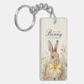 A cute little Floral Bunny Yellow Bow Baby Shower  キーホルダー (正面左)