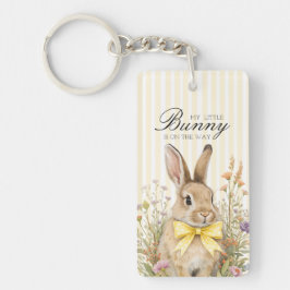 A cute little Floral Bunny Yellow Bow Baby Shower  キーホルダー