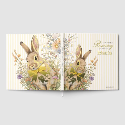 A cute little Floral Bunny Yellow Bow Baby Shower  ゲストブック (全面)