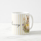 A cute little Floral Bunny Yellow Bow Baby Shower  コーヒーマグカップ (正面右)
