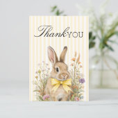 A cute little Floral Bunny Yellow Bow Baby Shower  サンキューカード (スタンド正面)