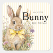 A cute little Floral Bunny Yellow Bow Baby Shower  スクエアシール (正面)