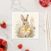 A cute little Floral Bunny Yellow Bow Baby Shower  スタンダードカクテルナプキン (インサイチュ)