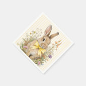 A cute little Floral Bunny Yellow Bow Baby Shower  スタンダードカクテルナプキン (角)