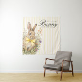 A cute little Floral Bunny Yellow Bow Baby Shower  タペストリー (インサイチュ)