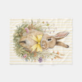 A cute little Floral Bunny Yellow Bow Baby Shower  フリースブランケット (正面(横))