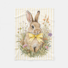 A cute little Floral Bunny Yellow Bow Baby Shower  フリースブランケット
