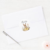 A cute little Floral Bunny Yellow Bow Baby Shower  ラウンドシール (封筒)