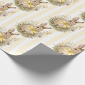 A cute little Floral Bunny Yellow Bow Baby Shower  ラッピングペーパー (角)